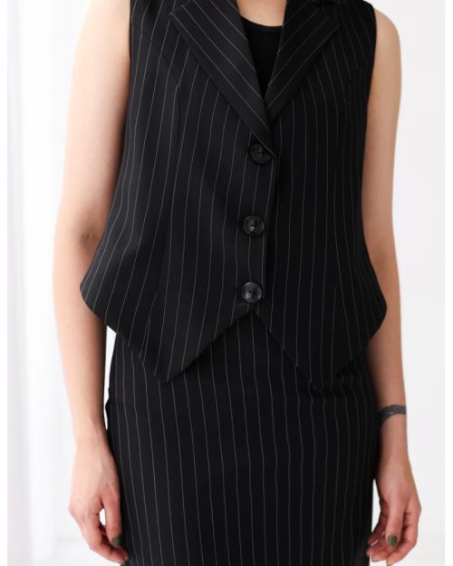 Striped Black Cropped Vest