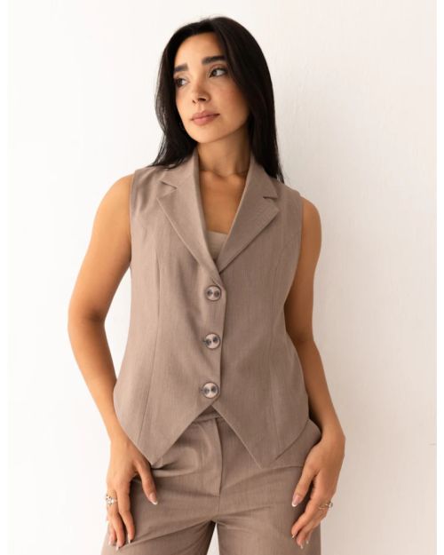 Mocha Light Cropped Vest-S