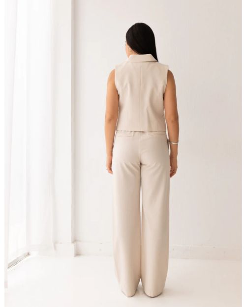 Soft Cream Double Breasted Cropped Vest-S