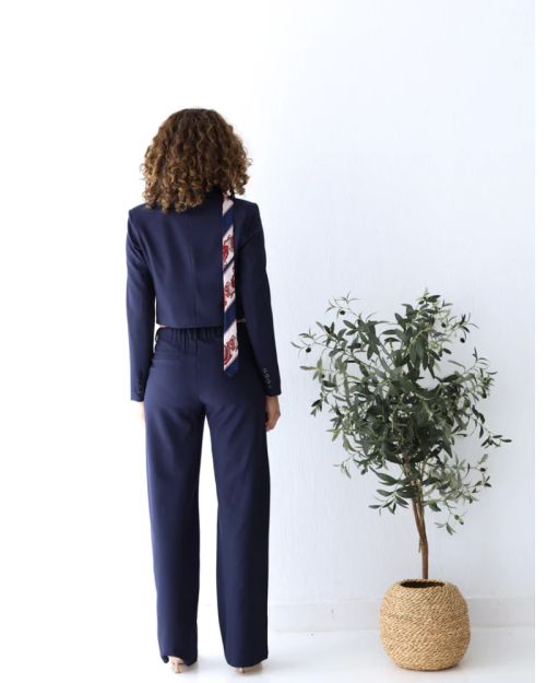 Navy Shadow Cropped Blazer-S