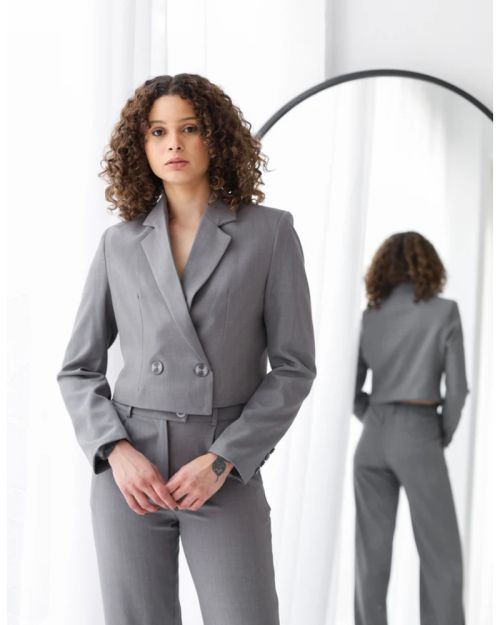 Gray Breeze Cropped Blazer-S