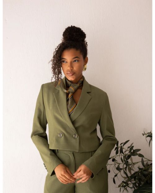 Olive Glamour Cropped Blazer