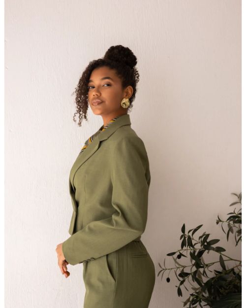Olive Glamour Cropped Blazer
