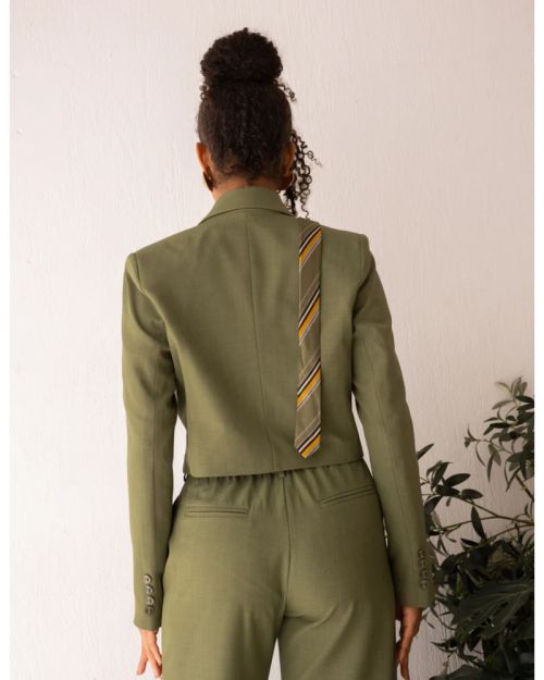 Olive Glamour Cropped Blazer-S