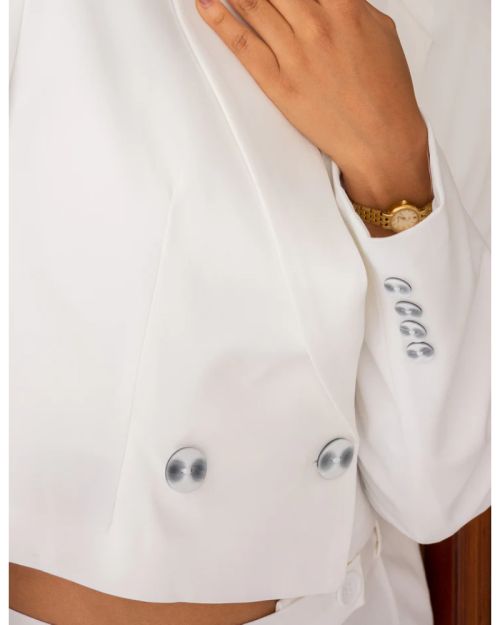 Majestic White Cropped Blazer-S