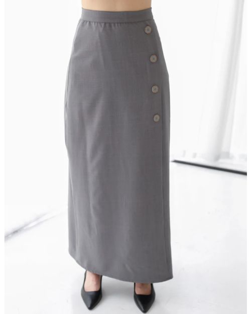 Gray Breeze A-Line Long Skirt-S