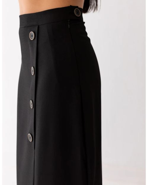 Black Icon A-Line Long Skirt-S