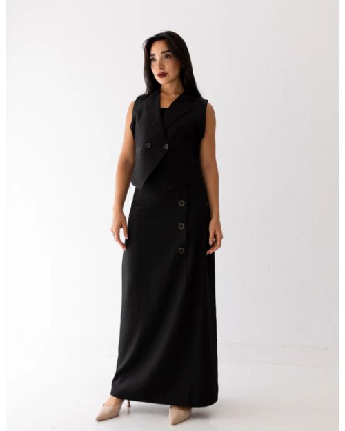 Black Icon A-Line Long Skirt