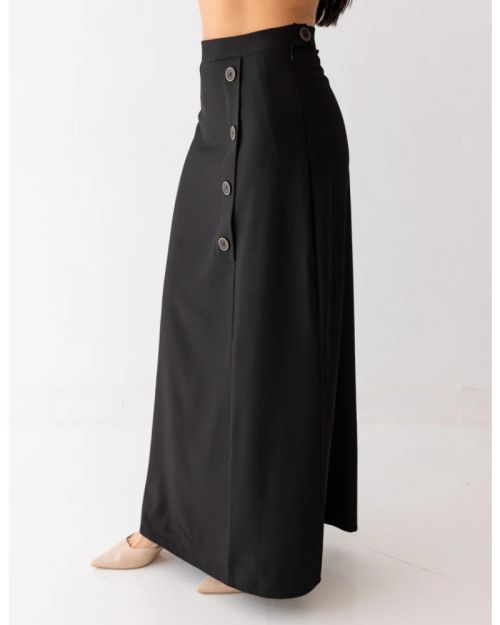 Black Icon A-Line Long Skirt-S
