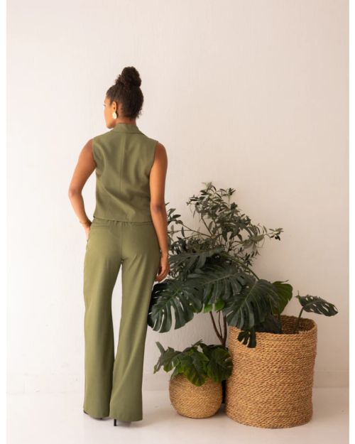 Olive Glamour Cropped Vest-S