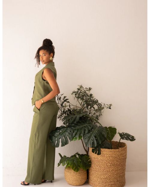 Olive Glamour Cropped Vest