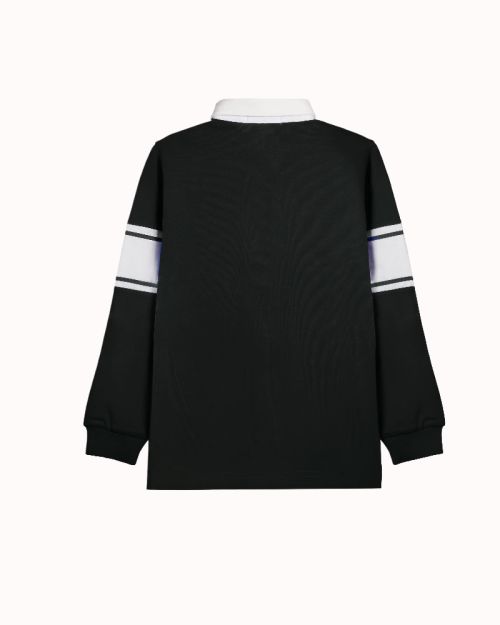 Long-Sleeve Polo Shirt with White Chest Print-Green-4 yrs
