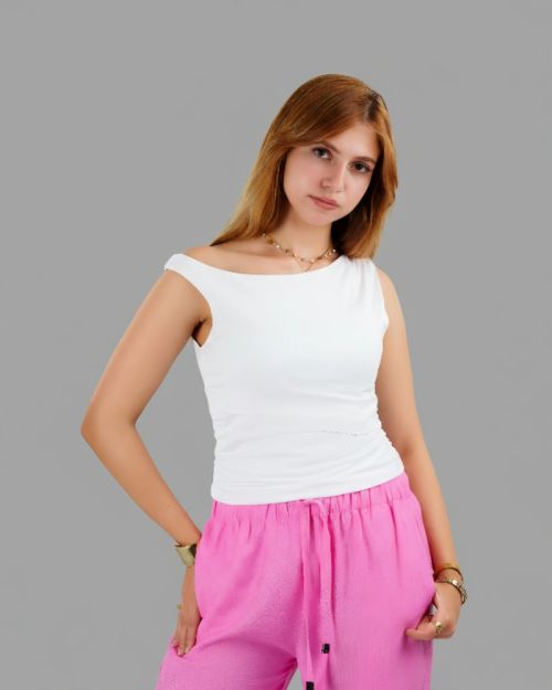 Plein De Vie one shoulder top-White-M