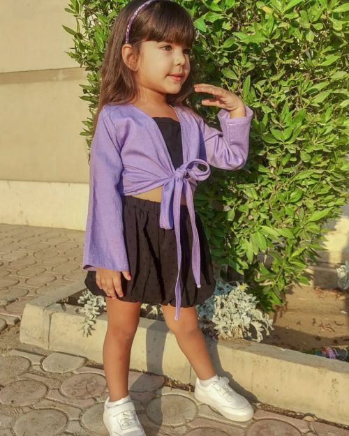 Ribbon blouse Orange-Purple-4 yrs