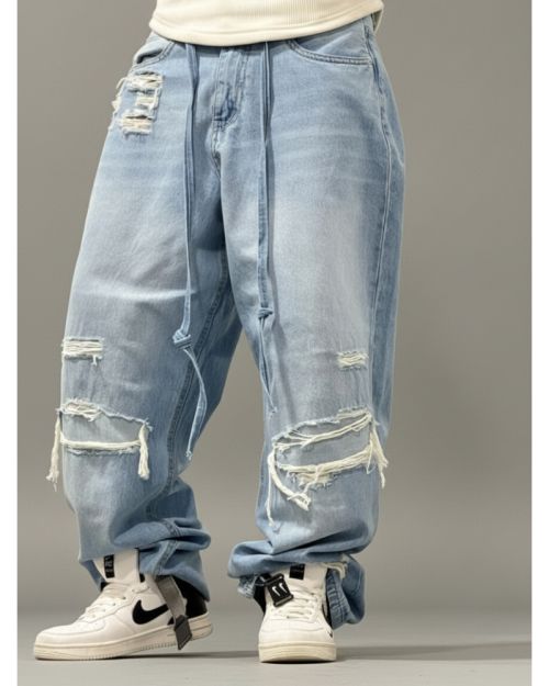 Light Blue Distressed Baggy Jeans