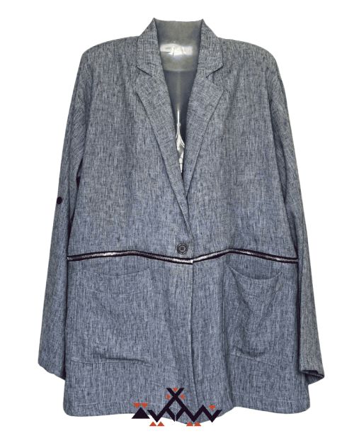 Nyllya zipper blazer -Gray-2Xl/3Xl