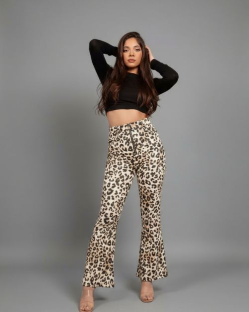 Wide-Leg Animal Print Pants