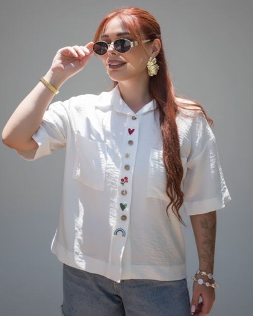 Embroidered Shirt-White-S