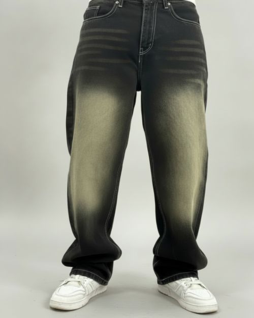 Black Back-Wash Baggy Jeans