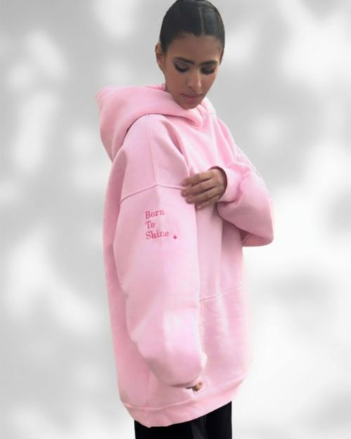  Hoodie Pink with rose logo