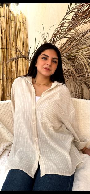 Stripe beige shirt -M/L
