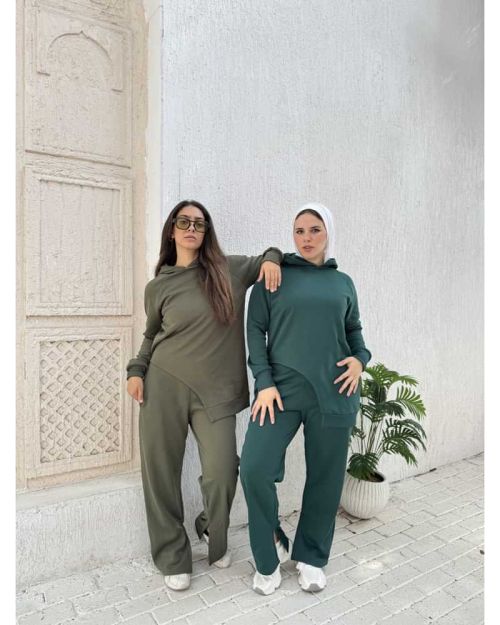One side Hoodie/Pants Milton Fabric Set