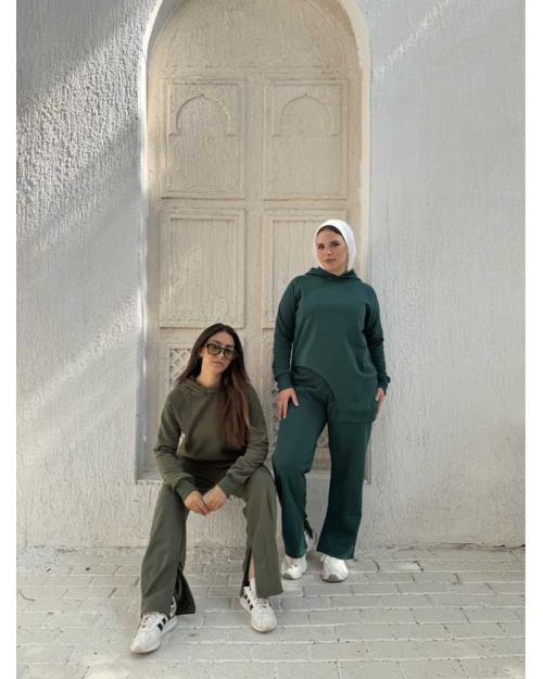 One side Hoodie/Pants Milton Fabric Set