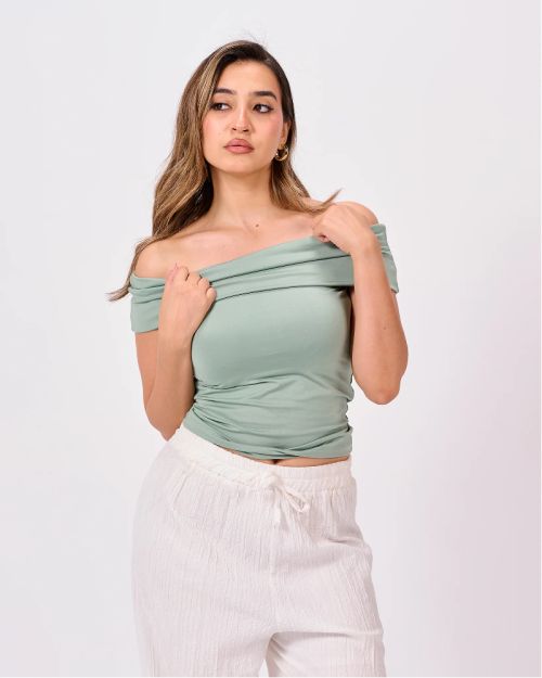 OFF SHOULDER TOP-Mint-XS