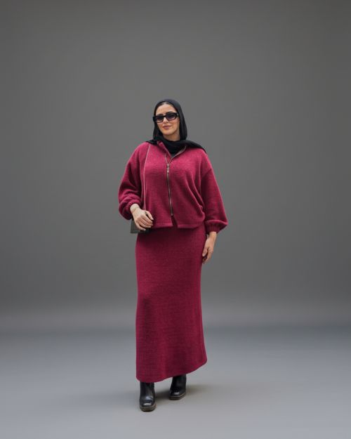 Shimmery Sahar Set-Burgandy-L