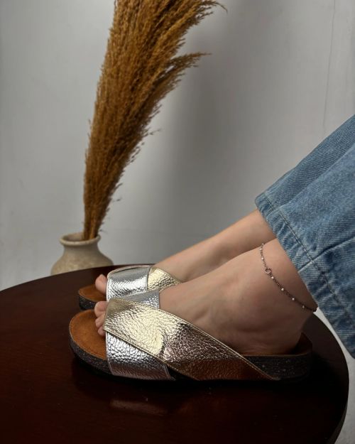  V Slipper - Silver x Gold