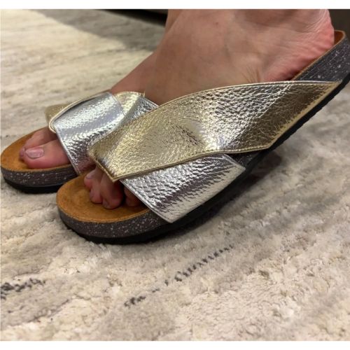  V Slipper - Silver x Gold