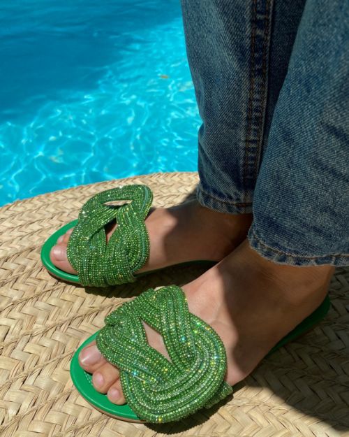 Knots & Diamonds Slipper - Green-37
