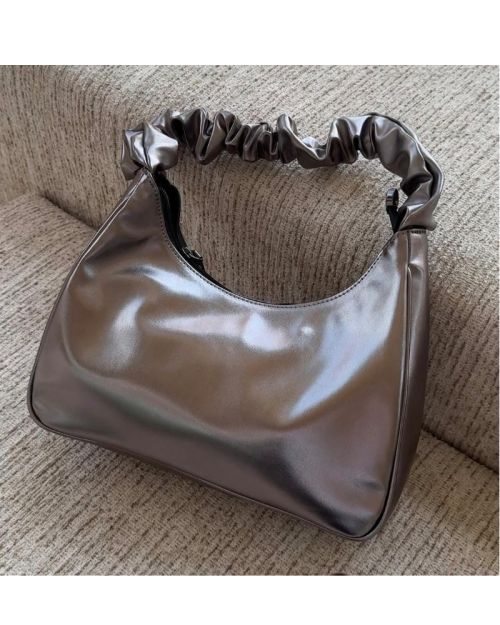 Metalic Leather Silver Bag