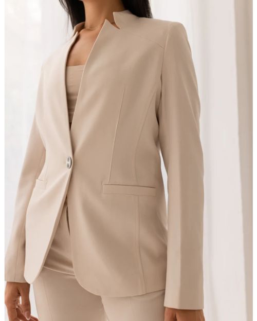 Soft Cream Collarless Blazer-S