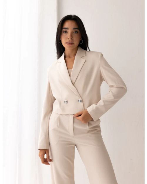 Soft Cream Cropped Blazer-S