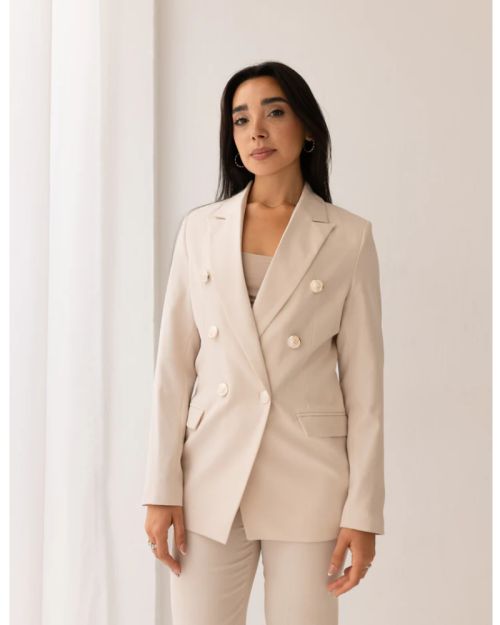 Soft Cream Double Breasted Blazer-S