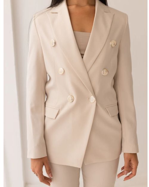 Soft Cream Double Breasted Blazer