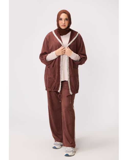 Star Sequin Lounge Set-Brown-M