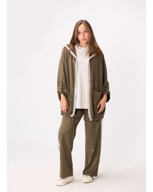 Star Sequin Lounge Set-Olive-M