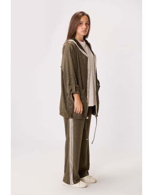 Star Sequin Lounge Set-Olive-M