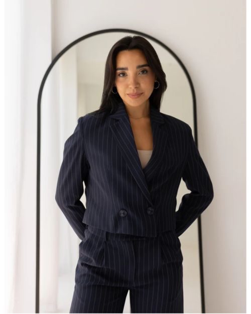 Striped Navy Cropped Blazer-S