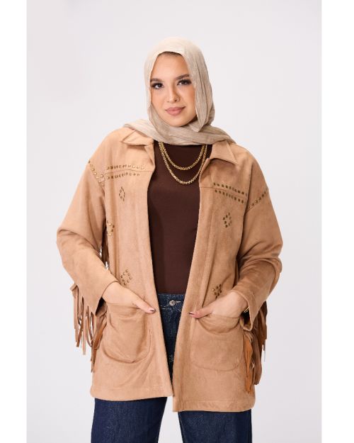Suede-Cut Fringe Jacket