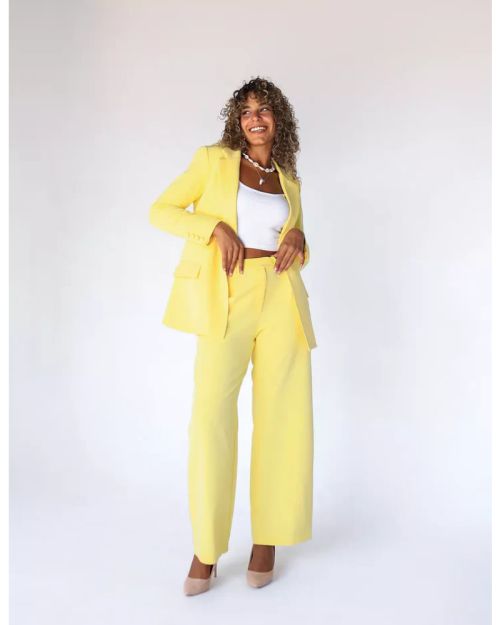 Sun Flower Wide-Leg Straight Mid Pants-M