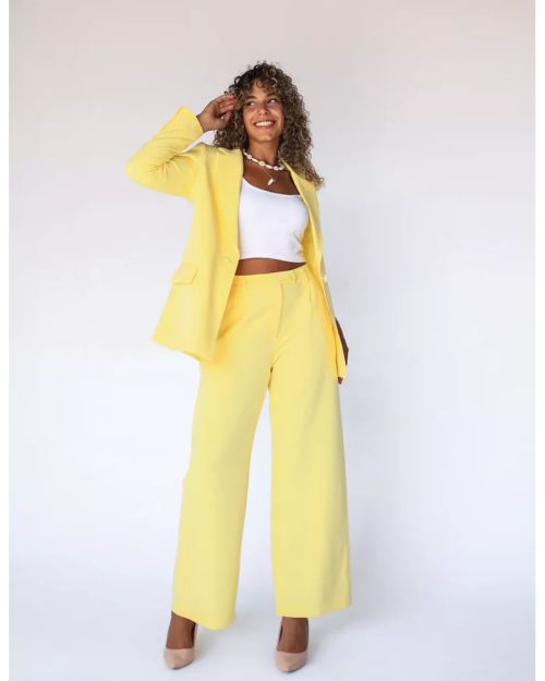 Sun Flower Wide-Leg Straight Mid Pants