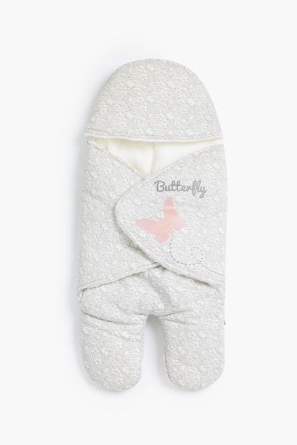 White Flower Printed Swaddle