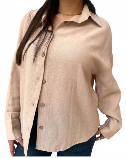 Beige Basic linen shirt