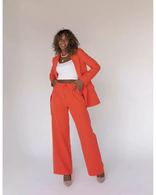 Tangerine Wide-Leg Straight Mid Pants
