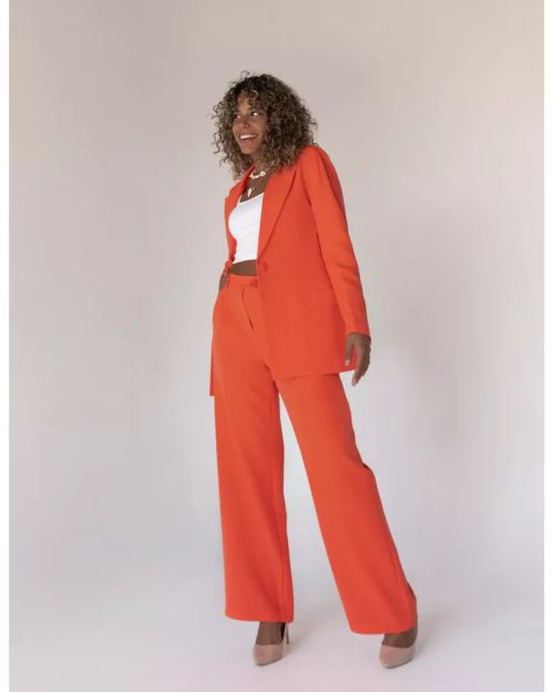 Tangerine Wide-Leg Straight Mid Pants