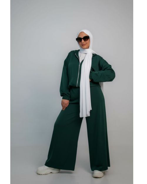  Silk Oversized Lounge Set-Emerald-M