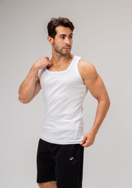 Sleeveless Undershirt, White For men , Cotton 100%
